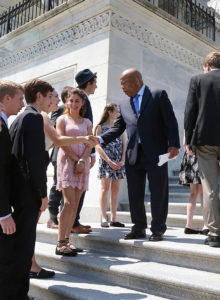 Meeting Congressman Lewis on Capitol steps