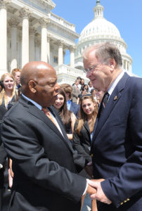 Congressmen John Lewis and Sam Farr on a previous trip